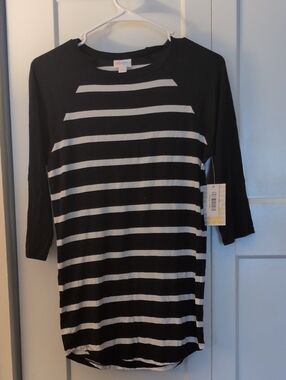 LuLaRoe Black & White Striped Long Sleeve Tee